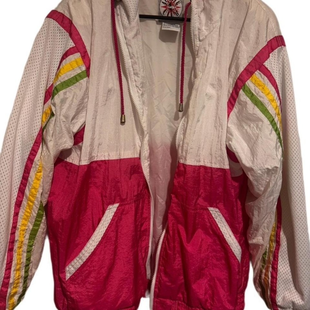 Retro Vintage Windbreaker‎ 90's style Colorful Size XL Womens Active Club